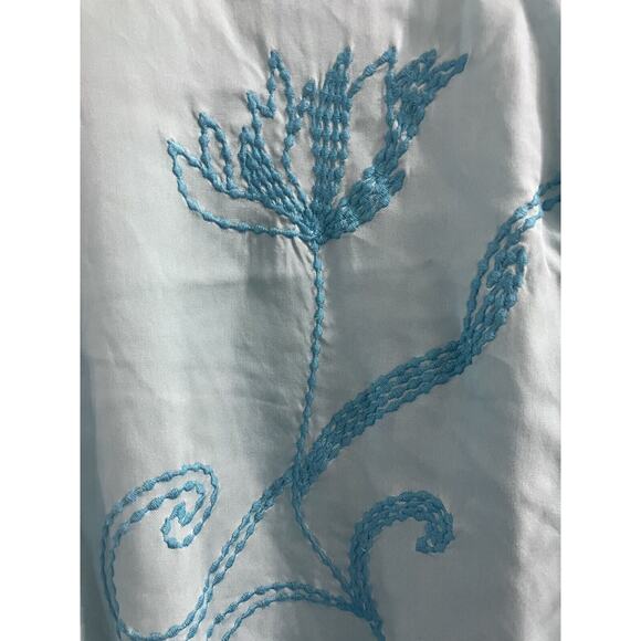Soft Surroundings Turquoise Embroidered Tunic Top Blouse Women’s Sz L V-Neck - Picture 2 of 7